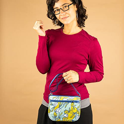 Haiku Lark RFID Blocking Zippered Crossbody Travel Bag - color: Valley Tulip Print