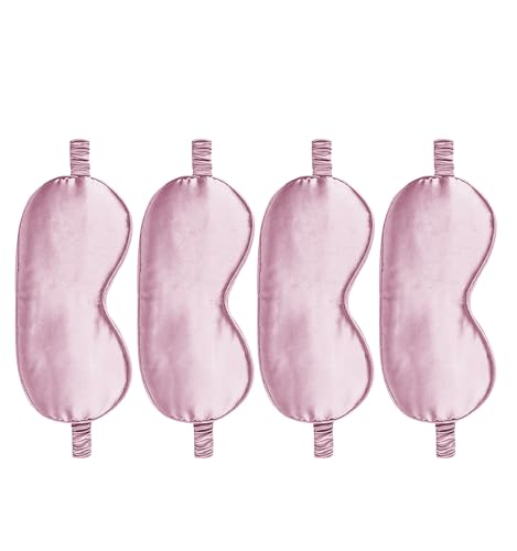 4PACK Sleep Masks Satin Eye Mask Silk Eyes Cover Silky Blindfold Blackout Eyeshade Soft Eyeshades Sleeping Covers Travel Nap - color: Mauve