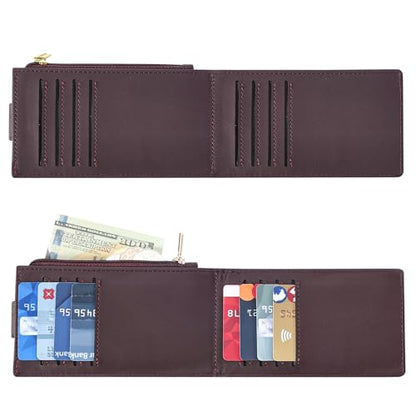Chelmon Women's RFID Slim Card Holder Wallet - color: Wine Red1