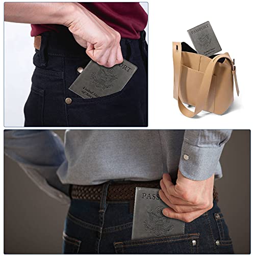 Passport Holder Wallet Cover Case RFID Blocking Slot Travel Accessories - color: Dark Gray