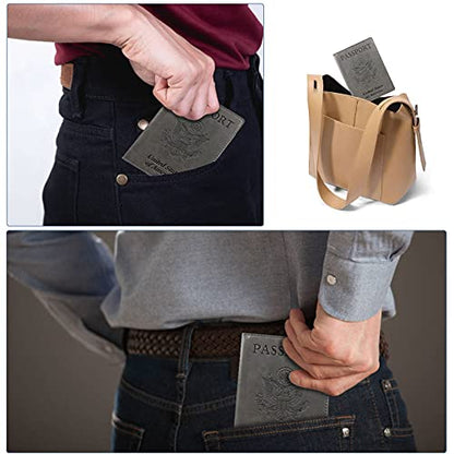 Passport Holder Wallet Cover Case RFID Blocking Slot Travel Accessories - color: Dark Gray