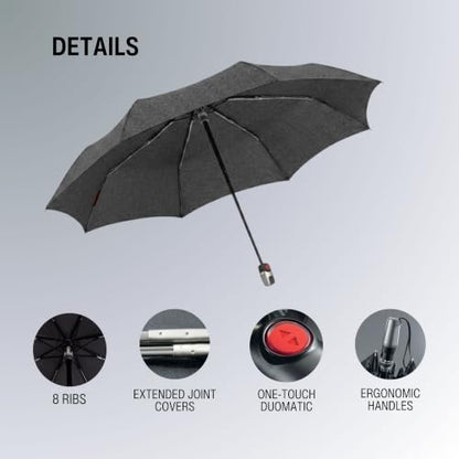 Knirps T.200 Automatic Travel Umbrella for Rain, Compact, Melange Black - color: Melange Black