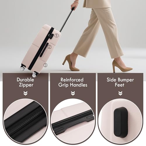 Merax 6 Piece Luggage Set,Hardshell Travel Suitcase Set.Light Pink - color: Light Pink, size: 6 Piece(20/24/28/DB/TB)