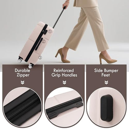Merax 6 Piece Luggage Set,Hardshell Travel Suitcase Set.Light Pink - color: Light Pink, size: 6 Piece(20/24/28/DB/TB)