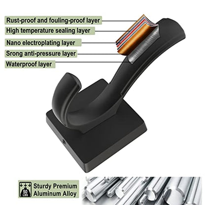 TOFIIGREM Black Towel Hooks, Coat Robe Hooks Bathroom Entryway Mudroom Pool Hooks for Wall Mount Hanging Towels Bathrobe Key Hat Backpack (2 Pack, Black) - color: Black, size: 2 Pack