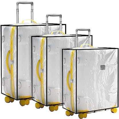 Sadnyy 3 Pcs Clear Luggage Cover Black Border Left Opening Style - color: Black Border, style: Left Opening Style