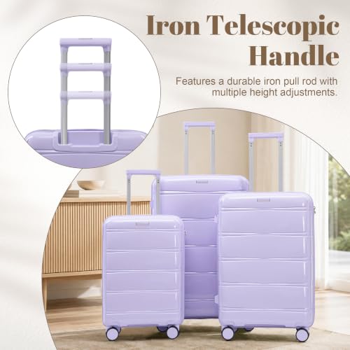 Merax Luggage Set,3 Piece Hardside Suitcase Set,20/24/28inch Luggage - color: 08Purple, style: 20/24/28