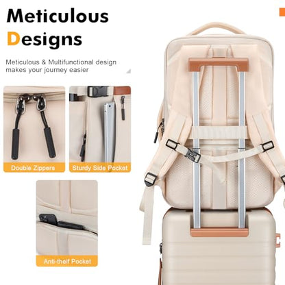 20 Inch Carry On Luggage Set 3 Piece With Travel Backpack - color: Beige, size: 3 Piece Set (20inch)