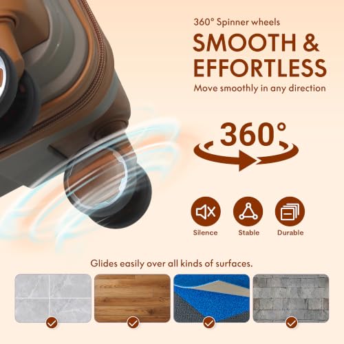 3-Piece PP Hardshell Luggage Set, 20"/24"/28", Coffee Brown - color: Coffee Brown