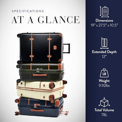 Bric's Bellagio 3.0 Spinner Trunk- Luxury Hardshell Check In Luggage with Large Wheels, Telescopic Handle, Leather Detailing - Expandable Rolling Suitcase - 27", Black - color: Black, size: Checked-medium
