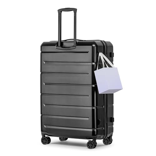 KYME 28 Inch Luggage with Wheels Hardshell Large Suitcase Lightweight Big Checked Luggage with TSA Lock Travel Rolling Suitcase for Women Men Black - color: Black, size: Checked-Large 28-Inch