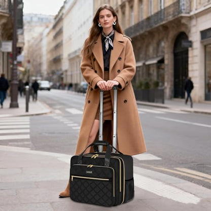 Ytonet Rolling Laptop Bag Women, 17.3 Inch Rolling Briefcase for Women - color: Black, size: Large