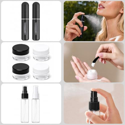 24 Pack Travel Bottles for Toiletries -TSA Approved Leak Proof Silicone Set - color: Black