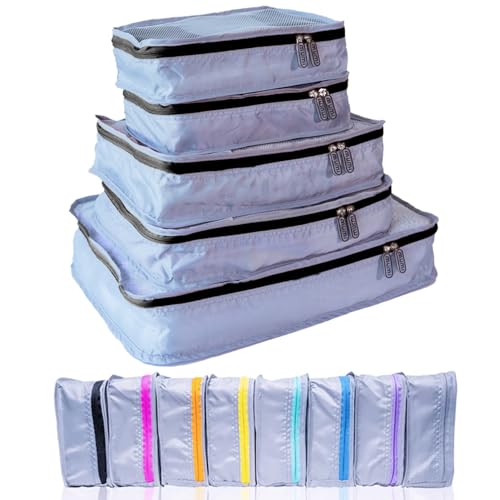 MUMI Packing Cubes Set of 5 - Mesh-Top Luggage Organizers, Black - color: black