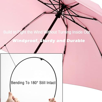 LANBRELLA 컴팩트 리버스 접이식 우산 자동 방풍 여행용 우산 - color: C2.5 핑크, size: 46인치