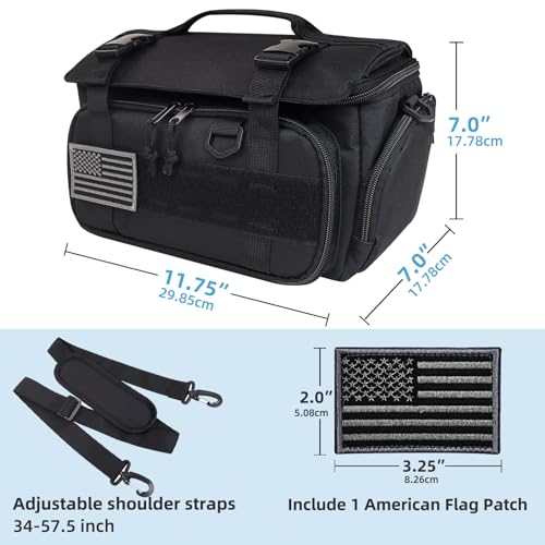 ALSLEA Tactical Travel Gaming Bag Compatible with Nintendo Switch/ Switch 2 All in One Carrying Case for Steam Deck, AC Adapter, Controllers, Protective Bag with Flag Patch &18 Game Card Slots (Black)