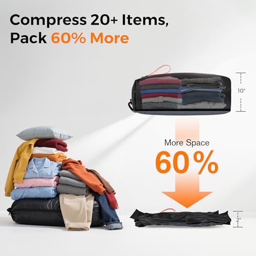 Aerogogo ReZip Vacuum Bags for Travel Luggage Reusable Compression Bags Vacuum Seal Packing cube for Cloth Packing (Large-No pump） - size: Large