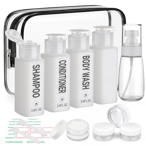 Travel Bottles for Toiletries Pre-Printed 14PCS 3.4oz Containers - color: White