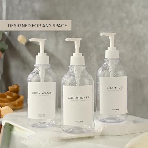 MaisoNovo Refillable Shampoo and Conditioner Bottles| Clear Set of 3 - color: Clear