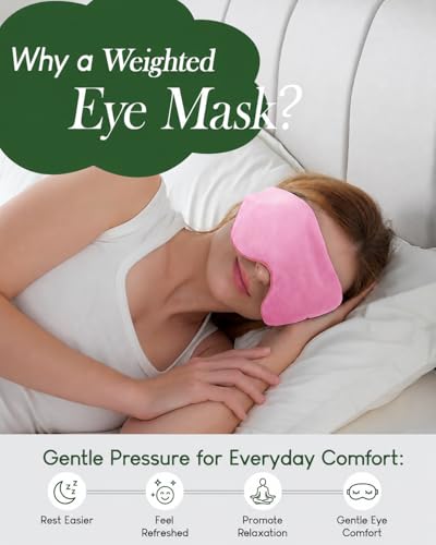 Sivio Weighted Eye Mask for Sleeping, Blackout Sleep Mask for Women & Men - color: Pink