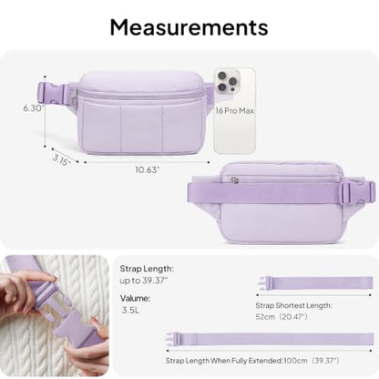 TOPEAST Waist Pack 3.5L Fanny Packs with Water Bottle Holder - color: Lavender