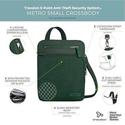 Travelon Anti-Theft Metro Small Crossbody - color: Forest Heather