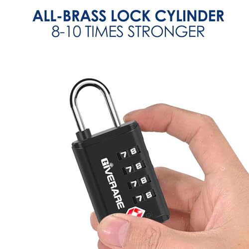 4 Pack TSA Approved Travel Luggage Locks 4-Digit, Open Alert Suitcase Combination Lock, Keyless Zipper Padlocks, TSA Accepted Compatible Padlock for Gym Locker, Golf Bag Case, Anti Theft-Black