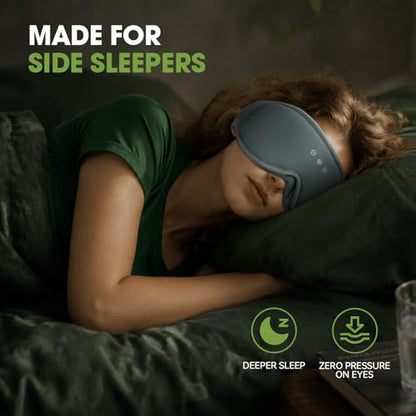 Bamboo Cotton Large Sleep Mask with Bluetooth Wireless Headphones - Blackout Eye Mask for Sleeping 3D Contoured Sleep Eye Cover Headband Ear Plugs Low Noise Hook for Men Women Better Experience (Grey) - color: Gray