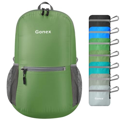 Gonex Packable Daypack Backpack 20L Lightweight Foldable Travel Bag - color: Dark Green