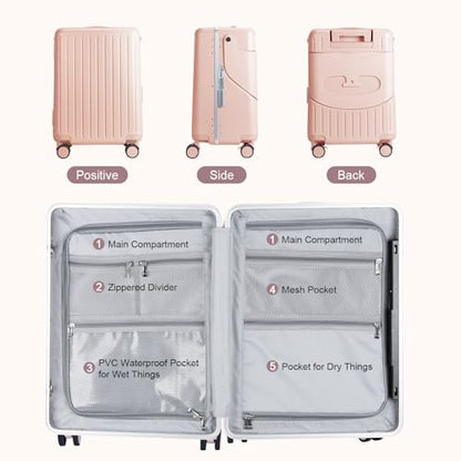 MRPLUM Ride On Luggage with Foldable Seat&Seat Belt,Pink - color: Pink