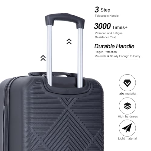 Tripcomp Carry-on Luggage Set 2 Piece Hardside Suitcase With Spinner Wheels - color: Black-2, size: 2 Piece Set(14/20)