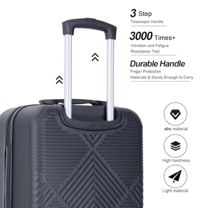 Tripcomp Carry-on Luggage Set 2 Piece Hardside Suitcase With Spinner Wheels - color: Black-2, size: 2 Piece Set(14/20)