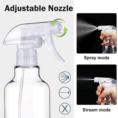Plastic Spray Bottles, 16.9oz/500ml, 2 Pack，Clear | Empty Spray Bottle, Heavy Duty Spraying Bottles, Mist/Stream, For Cleaning Solutions, Essential Oils, Hair - color: Clear