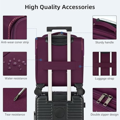 HanTrip 16 Inch Underseat Mini Carry On Luggage with Spinner Wheels, Purple - color: Purple