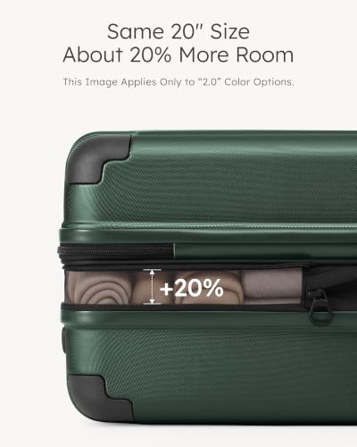 Coolife Luggage Set, Light and Durable Hardshell, 3-Piece, Dark Green - color: Dark Green2.0, size: 3-Piece Set (20/24/28)