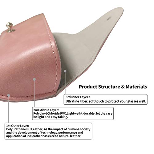 LogHog Portable Leather Glasses Case,Flexible Sunglasses Pouch Slim Case for Women Men Horizontal Eyeglass Case - color: Pink