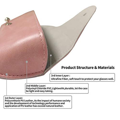 LogHog Portable Leather Glasses Case,Flexible Sunglasses Pouch Slim Case for Women Men Horizontal Eyeglass Case - color: Pink