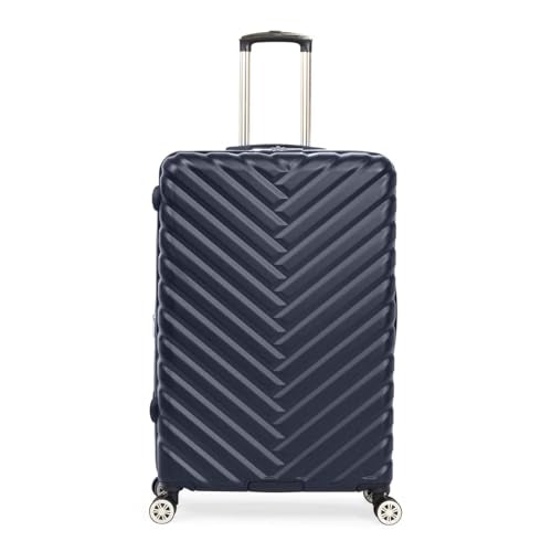 Kenneth Cole REACTION Madison Square Lightweight Hardside Chevron Expandable Spinner Luggage, Navy, 24-Inch Checked - color: Navy, size: 24-Inch Checked