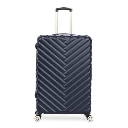 Kenneth Cole REACTION Madison Square Lightweight Hardside Chevron Expandable Spinner Luggage, Navy, 24-Inch Checked - color: Navy, size: 24-Inch Checked