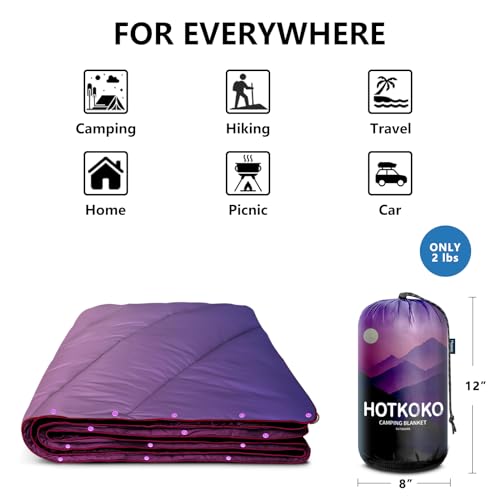 Puffy Camping Blanket Large Camp Blanket Outdoor Camping Quilt - color: Cas-purple, size: 52x75"