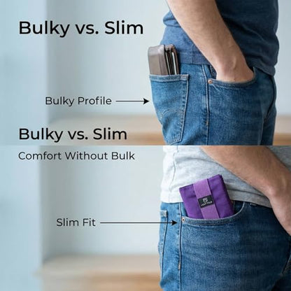 LIGHT FOLD Trifold Nylon Slim Wallet for Men, RFID Blocking Front Pocket - color: 02 Purple
