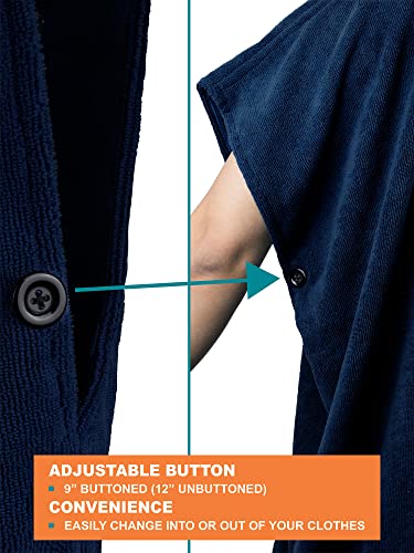 SUN CUBE Surf Poncho Changing Robe with Hood, Wetsuit Changing Hooded Towel - color: Navy