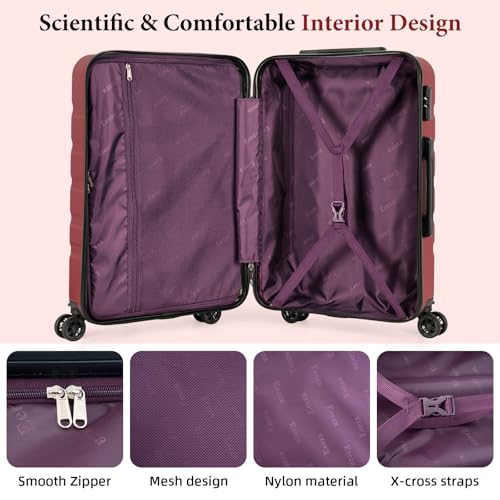 Luggage Sets,5 Piece (20"/24"/28"/DB/TB) Red | Removable wheels,Spinner Wheels dimensions 22x14x9 inches, airline compliant,combination lock - color: Vermilion