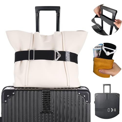 SOWPOPY Travel Belt Luggage Straps for Carry On Bag, Suitcases - color: DK-Black