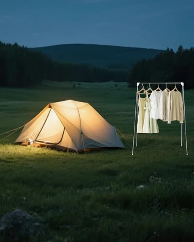 Ligtchser Portable Travel Garment Rack,Collapsible Mini Clothing Rack - color: Matte white