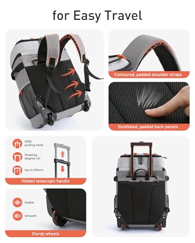 TOURIT 36/50 Cans Insulated Rolling Beach Cooler Backpack with Wheels - color: 02-Black, style: 50 Cans