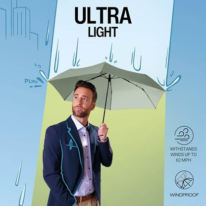 Knirps US.050 Ultra Light Pocket Size Manual Rain Umbrella with Carrying Case - color: Neon Pink