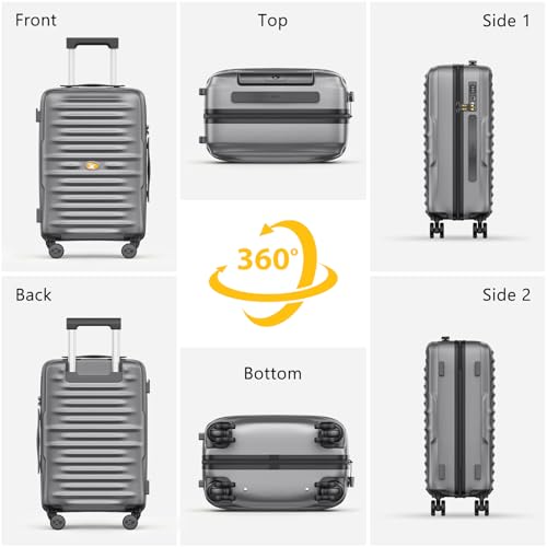 28 Inch Large Checked Luggage, PC Hardshell Suitcase, Silver - color: 1-Silver, size: Checked 28-Inch