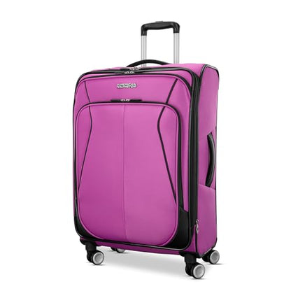 American Tourister 4 KIX 3.0 Checked-Medium Softside Expandable Luggage with 4 Spinner Wheels, Hyper Violet - color: Hyper Violet, size: Medium