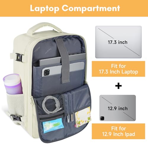 Taygeer Large Travel Backpack, 17 inch Laptop Backpack for Women - color: Creambeige, size: X-Large